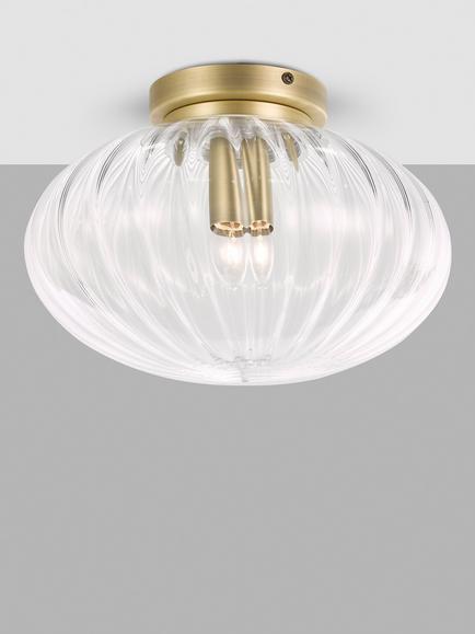 John Lewis Brasserie Flush Ceiling Light, Matte Antique Brass