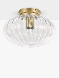 John Lewis Brasserie Flush Ceiling Light - view 2, Matte Antique Brass