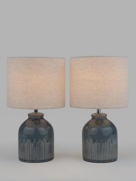 John Lewis Carlow Ceramic Table Lamp, Set of 2, Blue