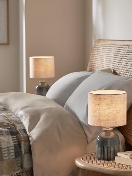 John Lewis Carlow Ceramic Table Lamp, Set of 2 - view 2, Blue