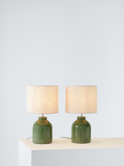 John Lewis Carlow Ceramic Table Lamp, Set of 2, Grasmere