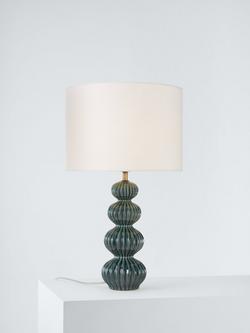 John Lewis Ribbed Ceramic Lamp Base, Teal