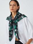 John Lewis Crafted Geo Print Scarf, Green/Multi