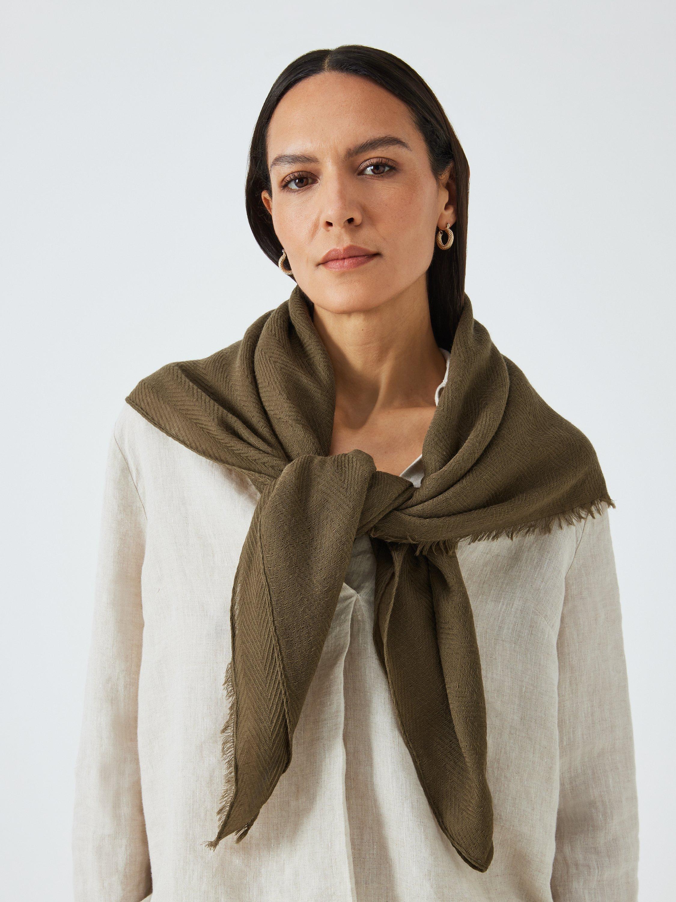 John Lewis Herringbone Scarf, Ivy Green