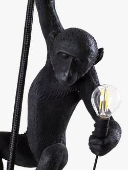 Seletti Hanging Monkey Indoor/Outdoor Old Pendant Light, Black - view 2, Black