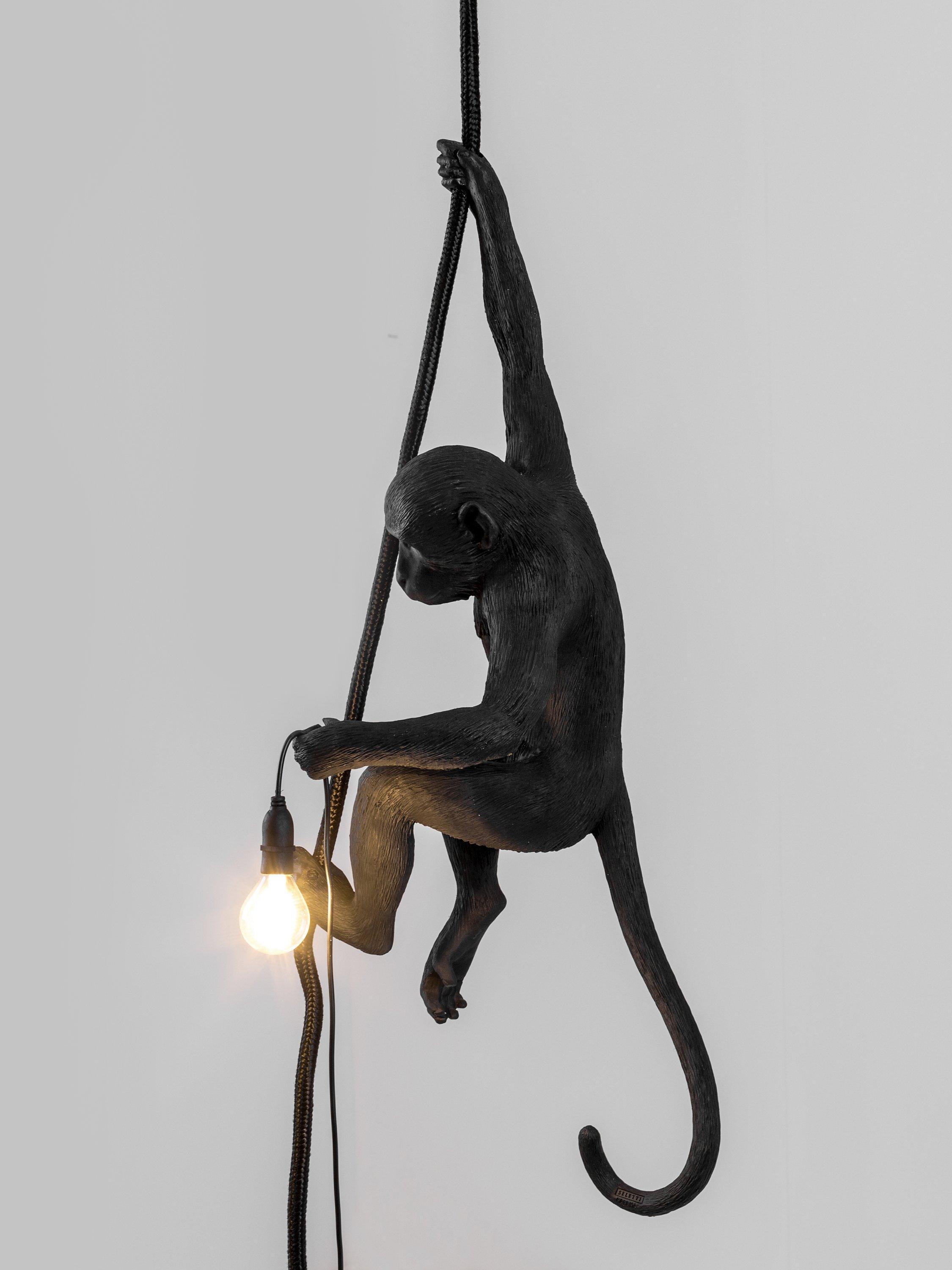 Seletti Hanging Monkey Indoor Outdoor Old Pendant Light Black