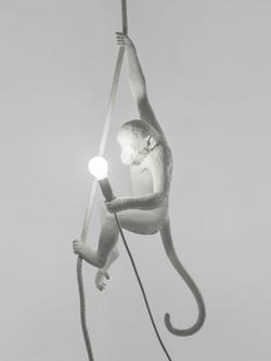 Seletti Hanging Monkey Pendant Light, White - view 2, White
