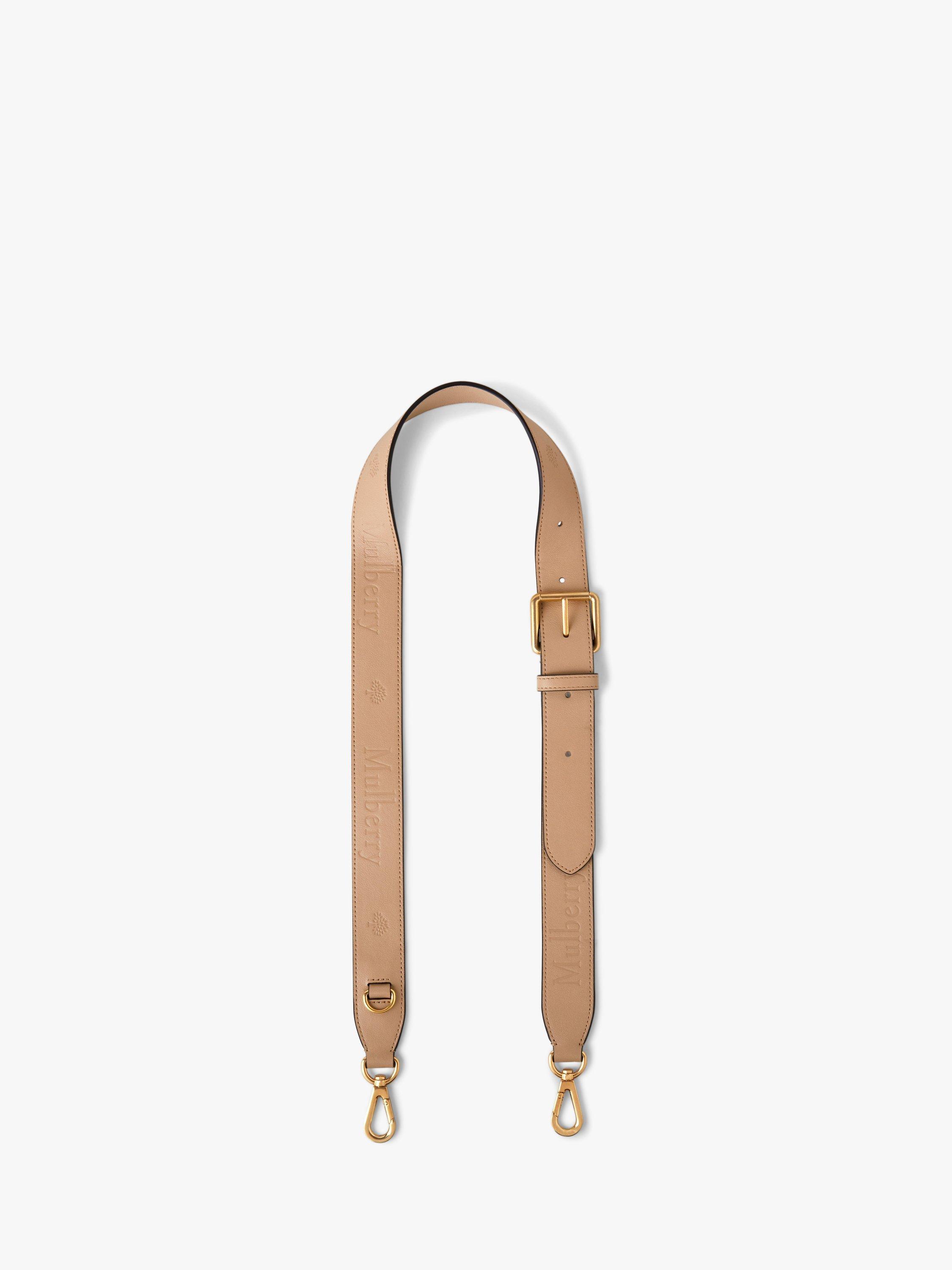 Product image 1 of 1, which shows Mulberry Micro Classic Grain Leather Debossed Logo Bag Strap, Maple