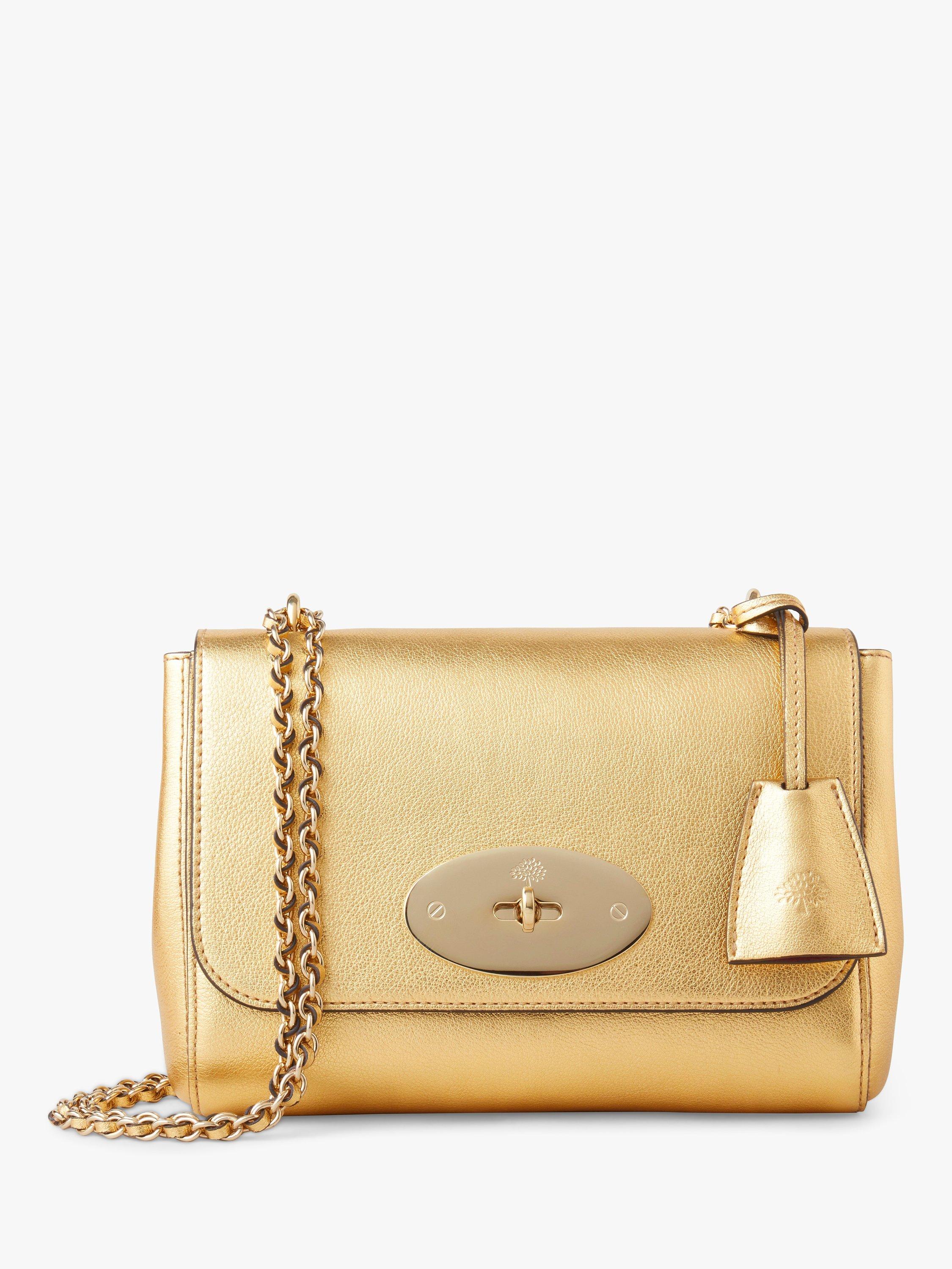 Mulberry Lily Washed Metallic Buffalo Bag, Soft Gold Leaf