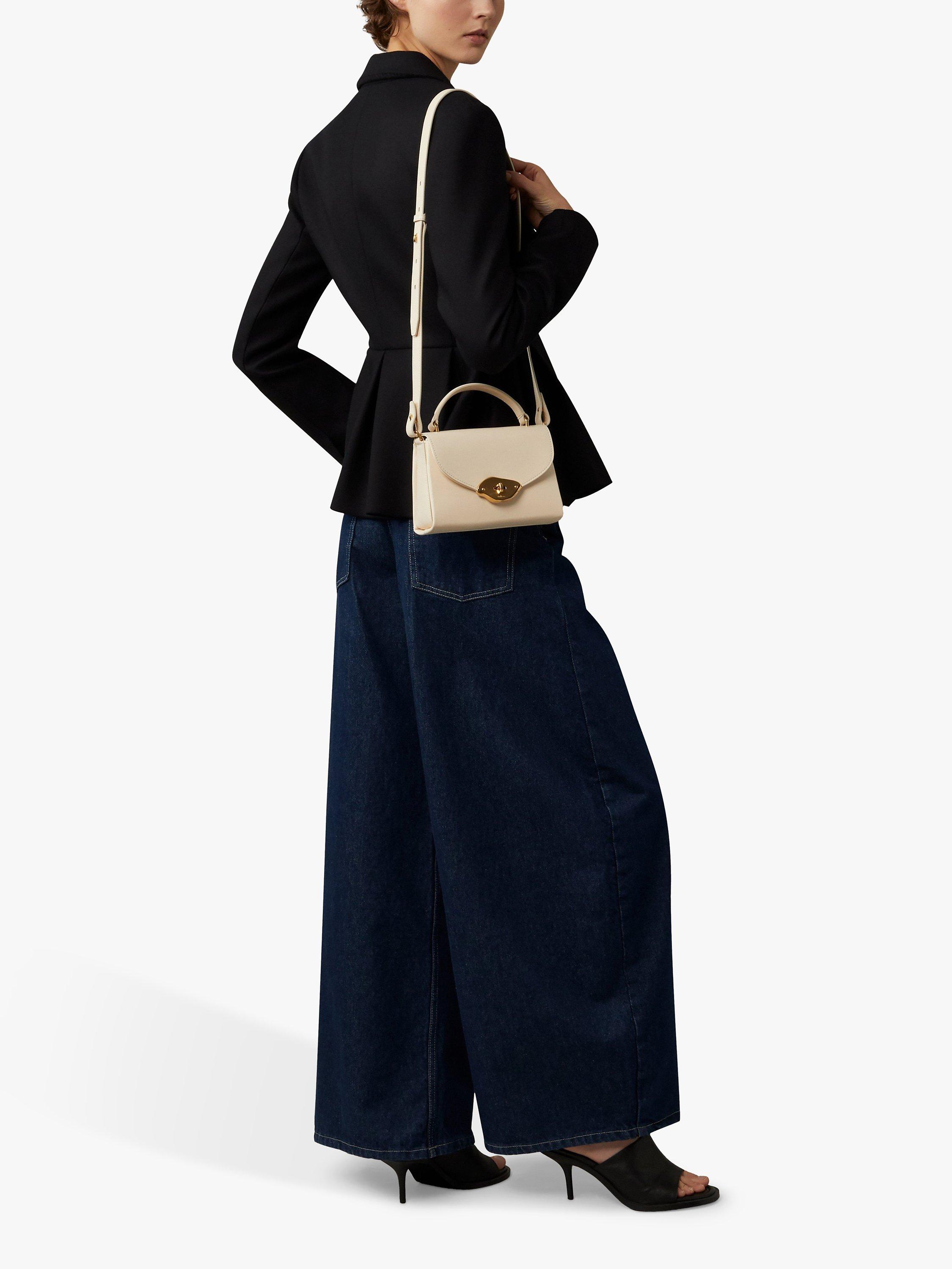 Product image 6 of 7, which shows Mulberry Small Lana Gloss Leather Top Handle Bag, Eggshell