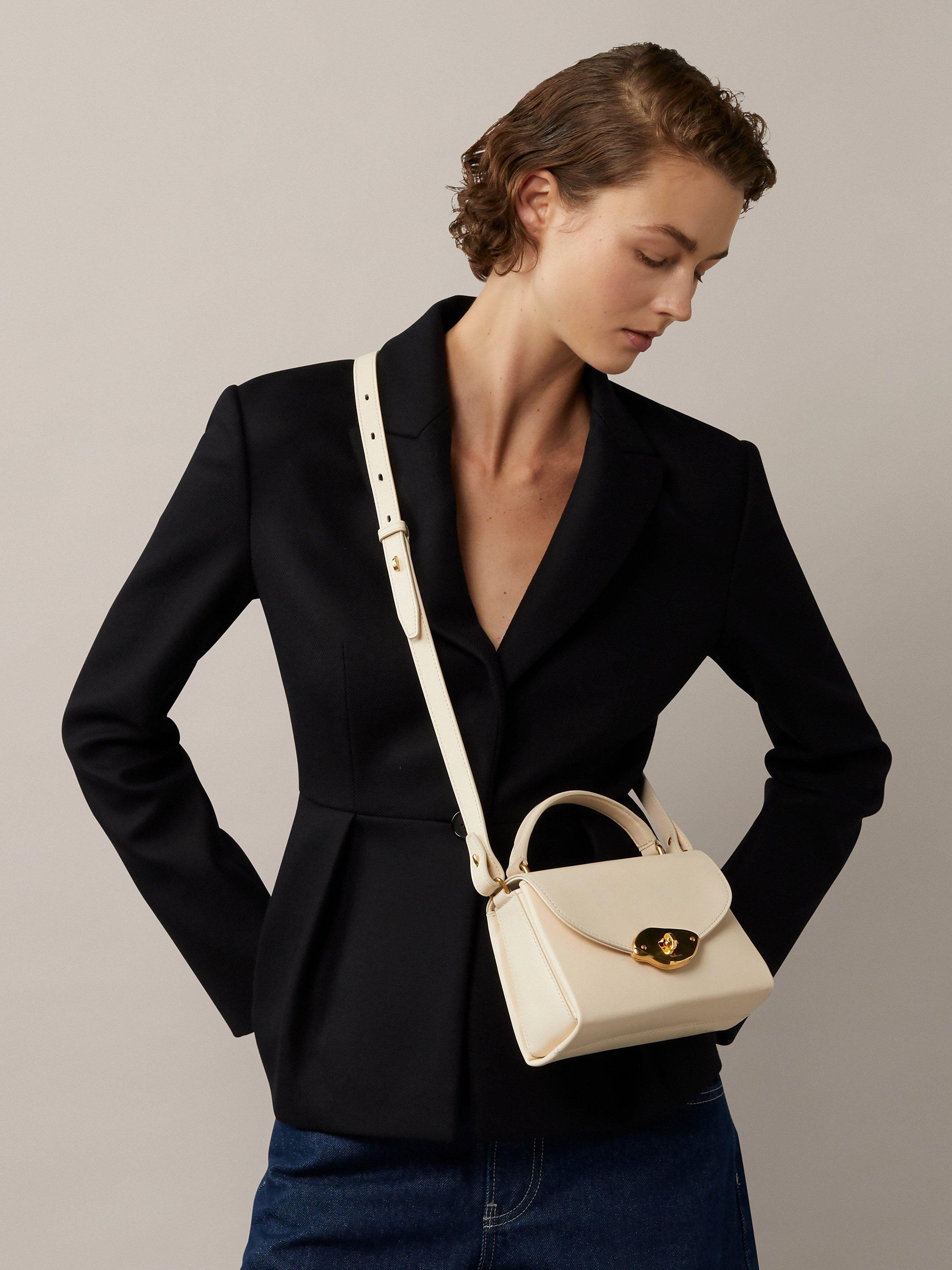 Product image 7 of 7, which shows Mulberry Small Lana Gloss Leather Top Handle Bag, Eggshell