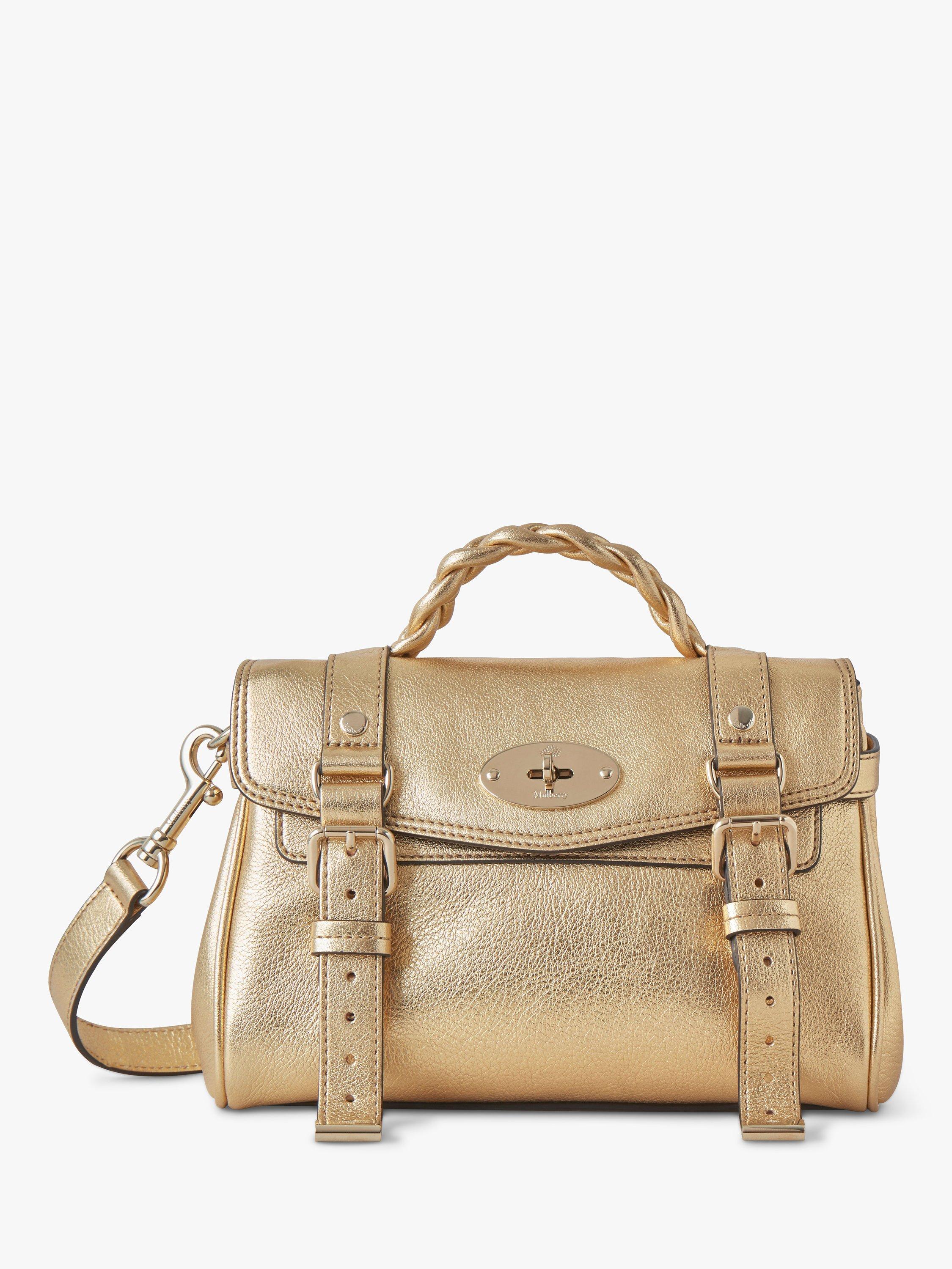 Mulberry Mini Alexa Metallic Buffalo Bag, Soft Gold Leaf