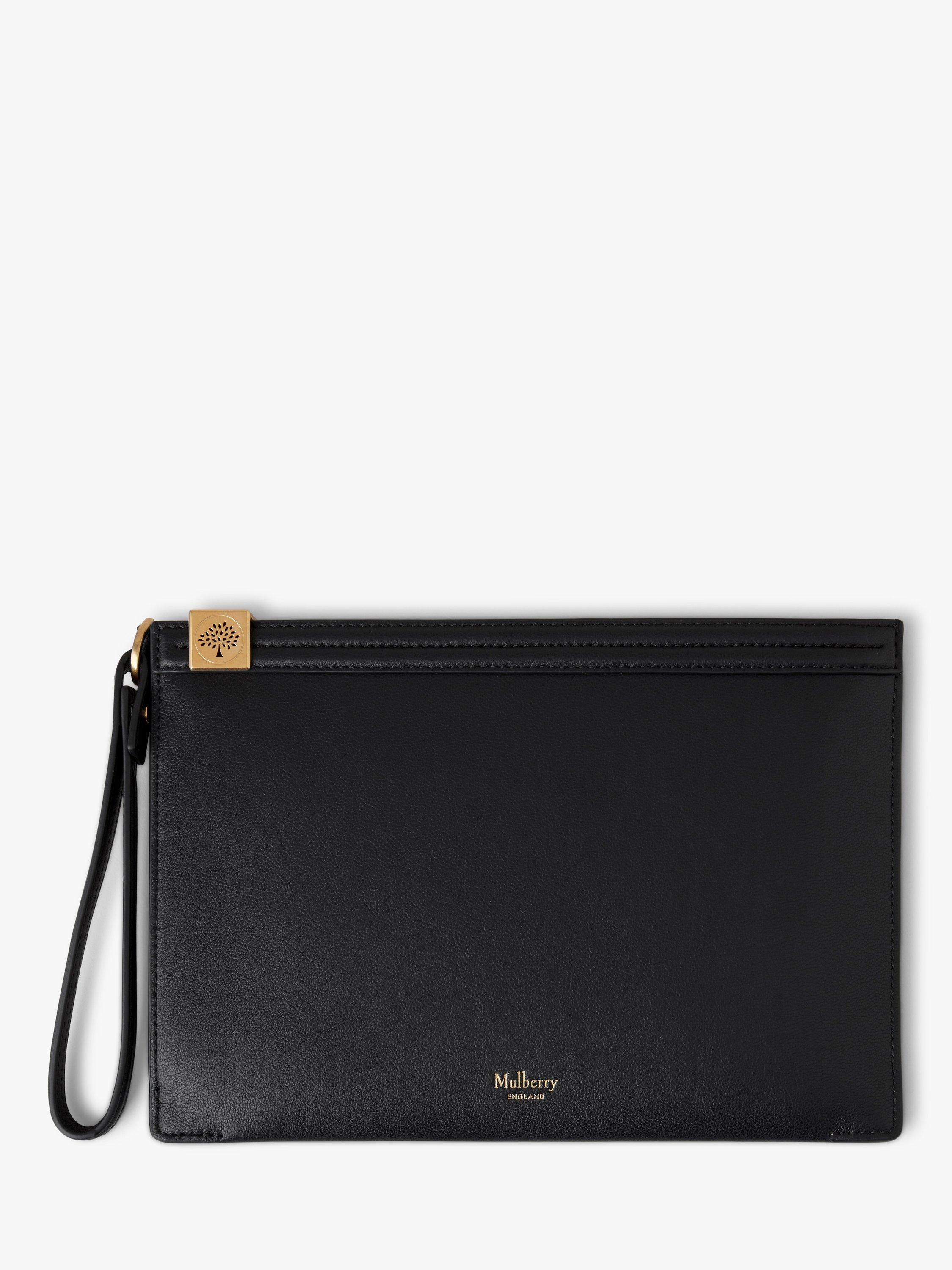 Mulberry Tree Micro Classic Grain Leather Medium Pouch, Black