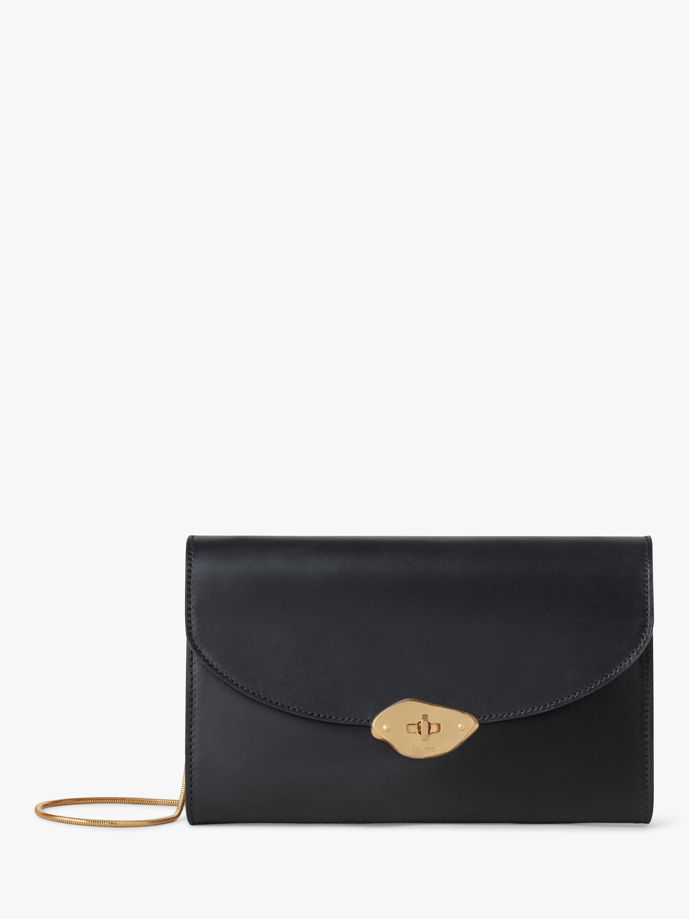 Mulberry Lana Gloss Leather Clutch Bag, Black