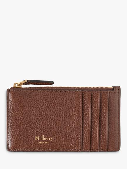 Mulberry Small Classic Grain Leather Continental Zipped Long Card Holder, Oak