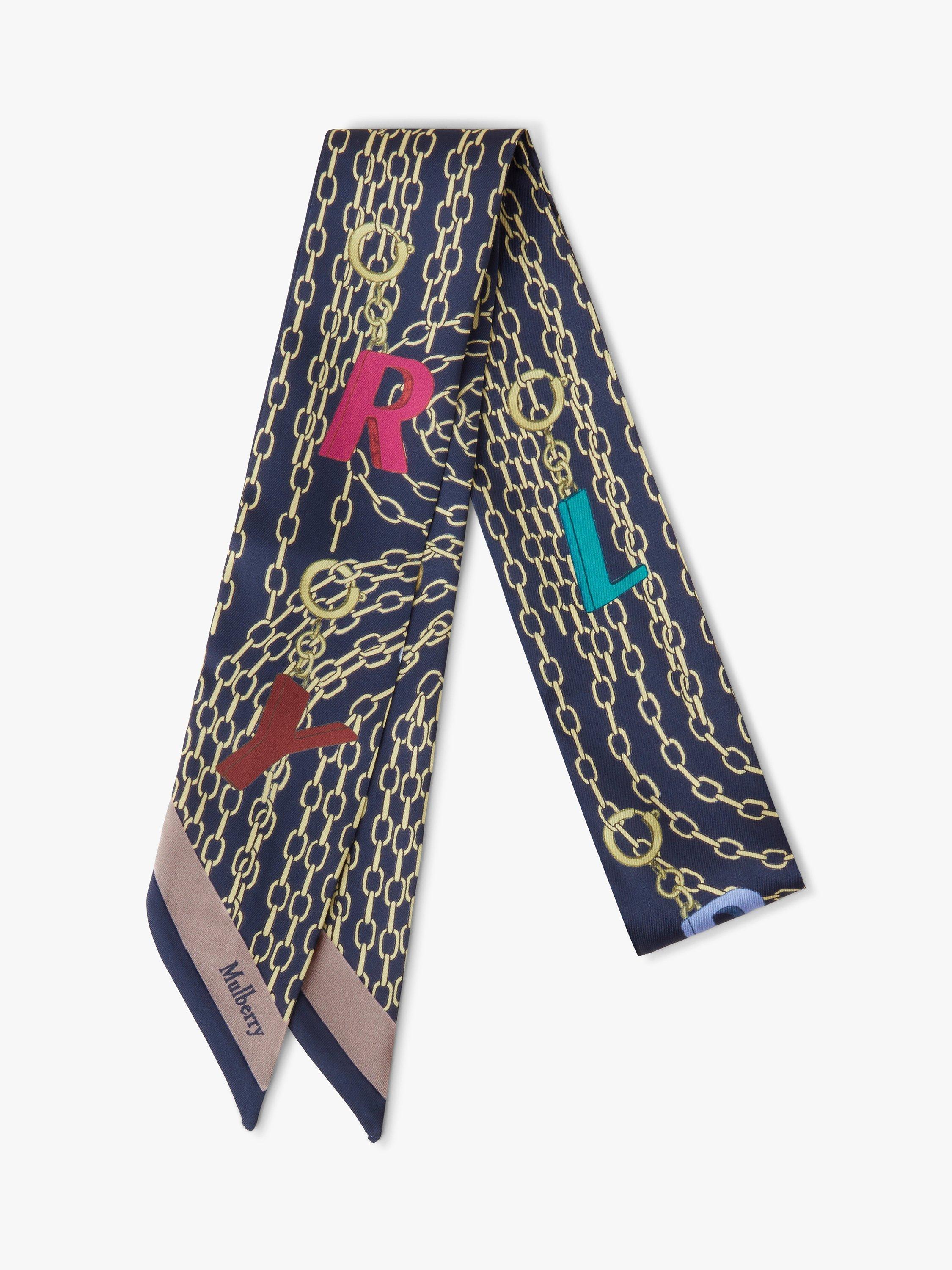 Product image 1 of 1, which shows Mulberry Charms & Chains Skinny Scarf, Night Sky/Maple