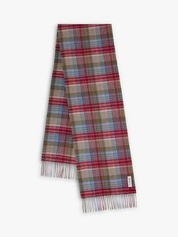 Mulberry Heritage Merino Wool Check Scarf, Moss/Sky Blue - view 2, Moss & Sky Blue