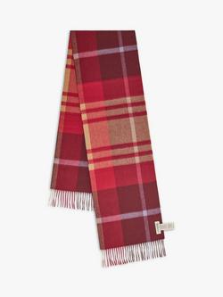 Mulberry Small Check Merino Lambswool Scarf - view 2, Black Cherry & Dark Gold