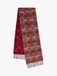 Mulberry Heritage Check & Tree Merino Wool Scarf, Moss