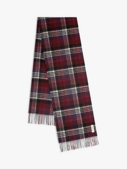 Mulberry Heritage Check Merino Wool Scarf, Navy/Lancaster Red - view 2, Navy & Lancaster Red