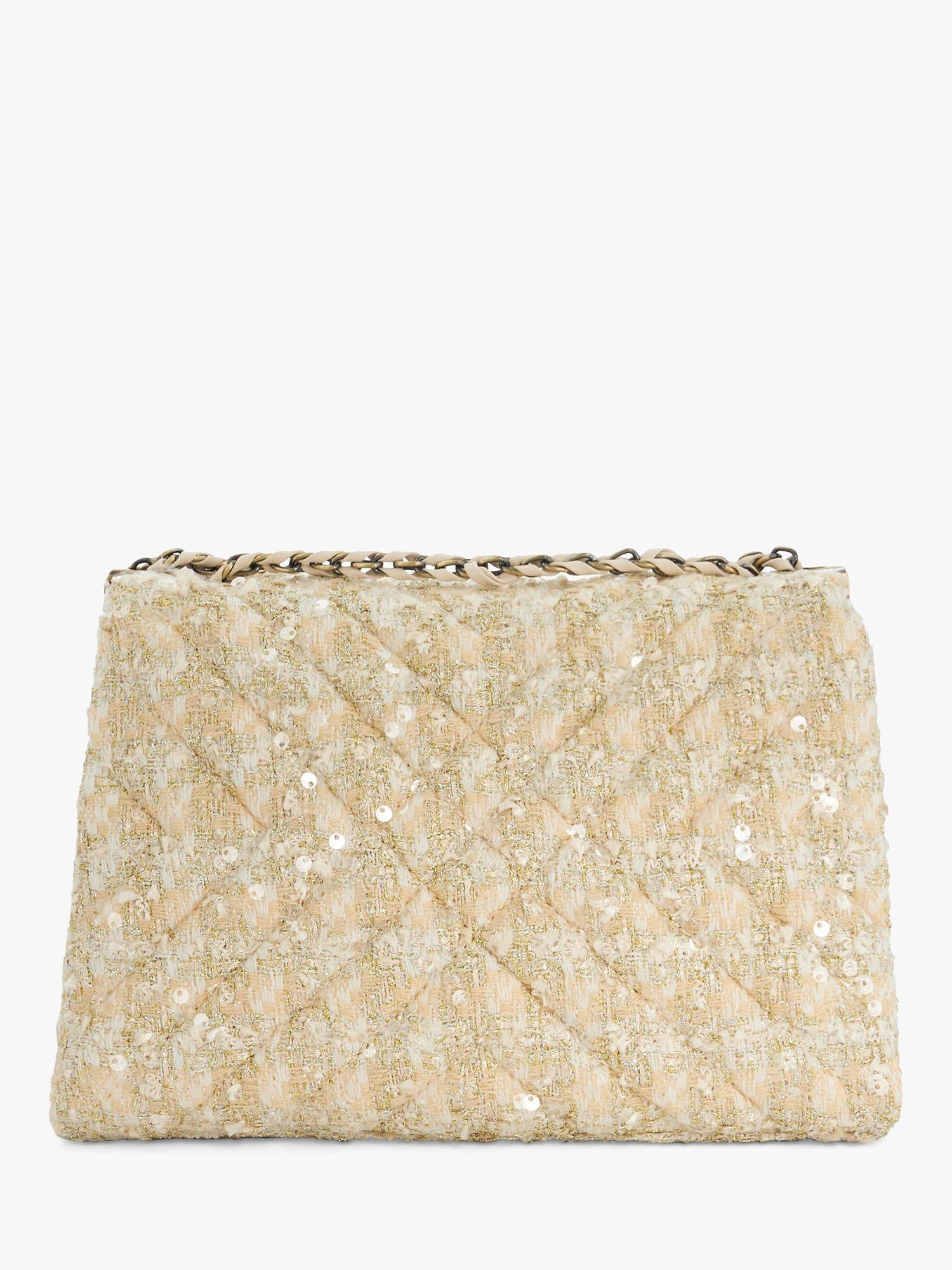 Product image 2 of 3, which shows Dune Regent Embellished Fabric Shoulder Bag, Cream