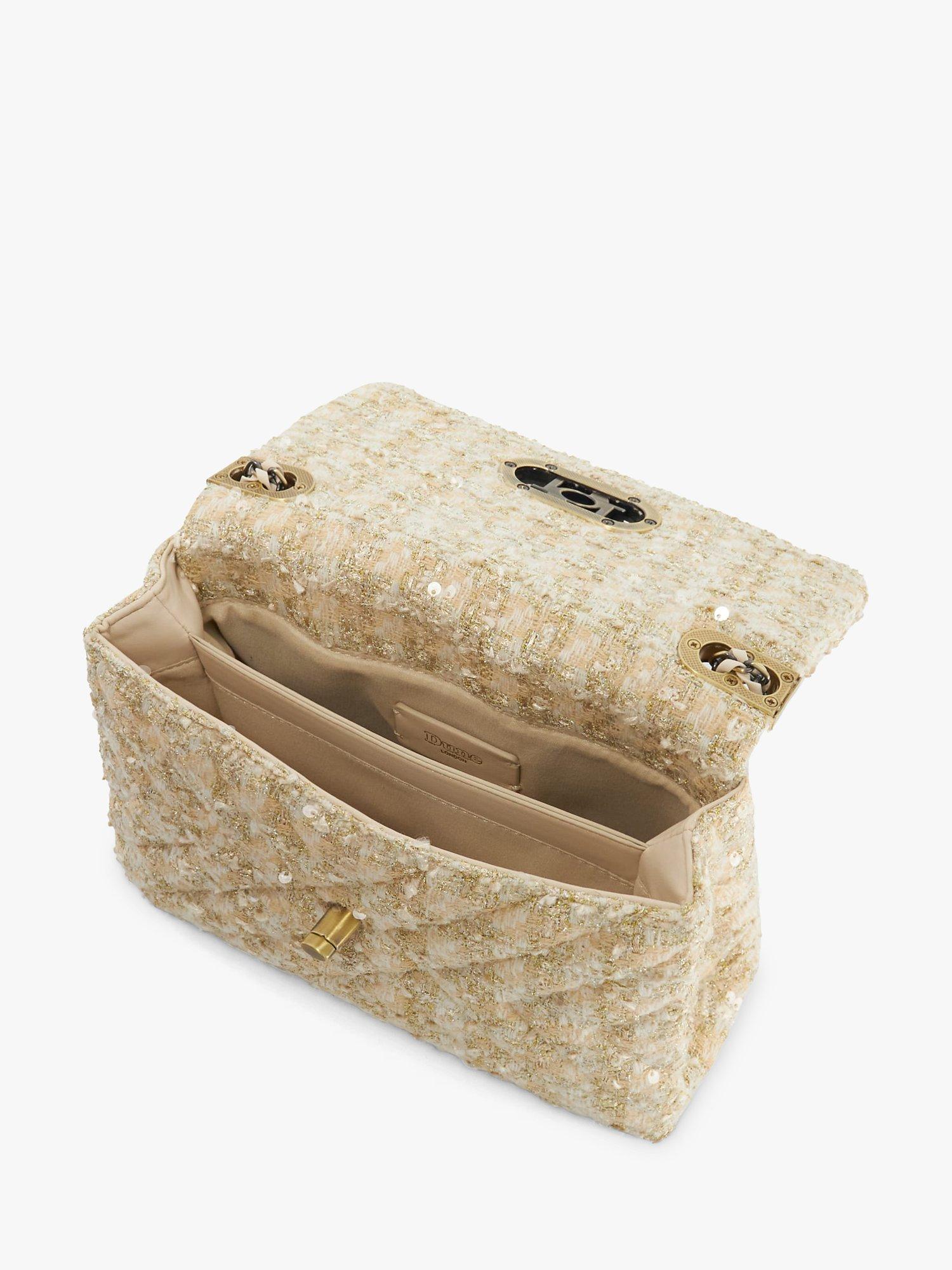 Product image 3 of 3, which shows Dune Regent Embellished Fabric Shoulder Bag, Cream