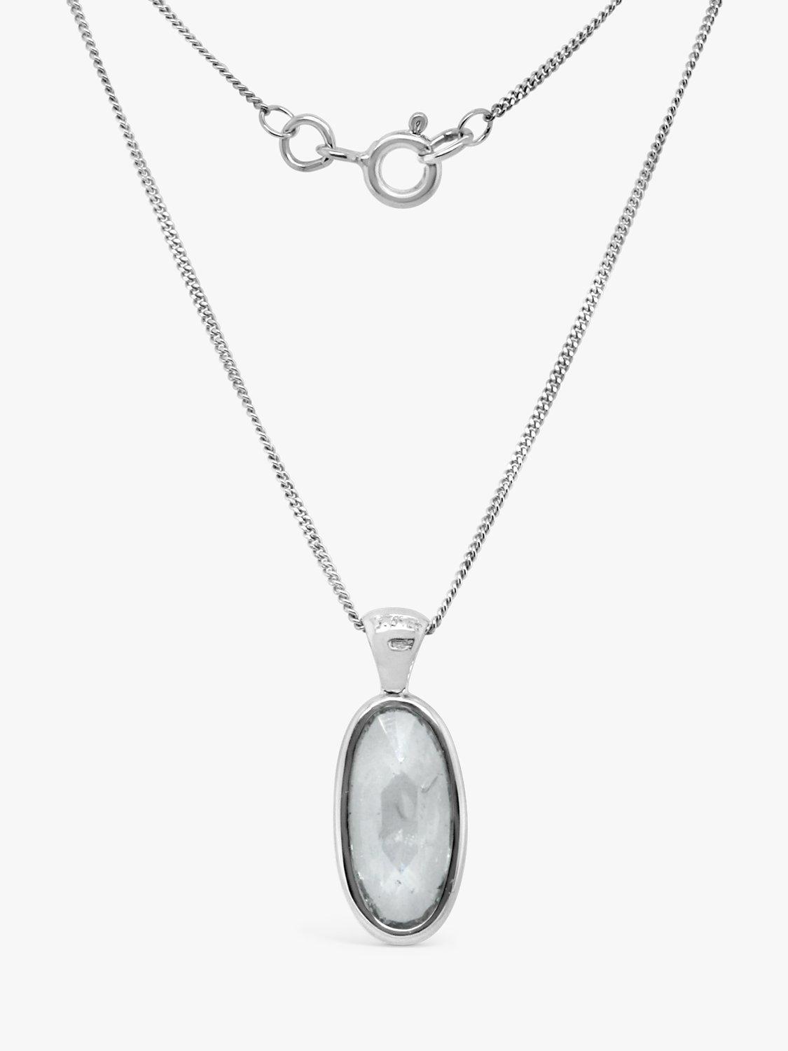Product image 3 of 4, which shows Milton & Humble Jewellery Pre-Loved 18ct White Gold Oval Diamond Pendant Necklace