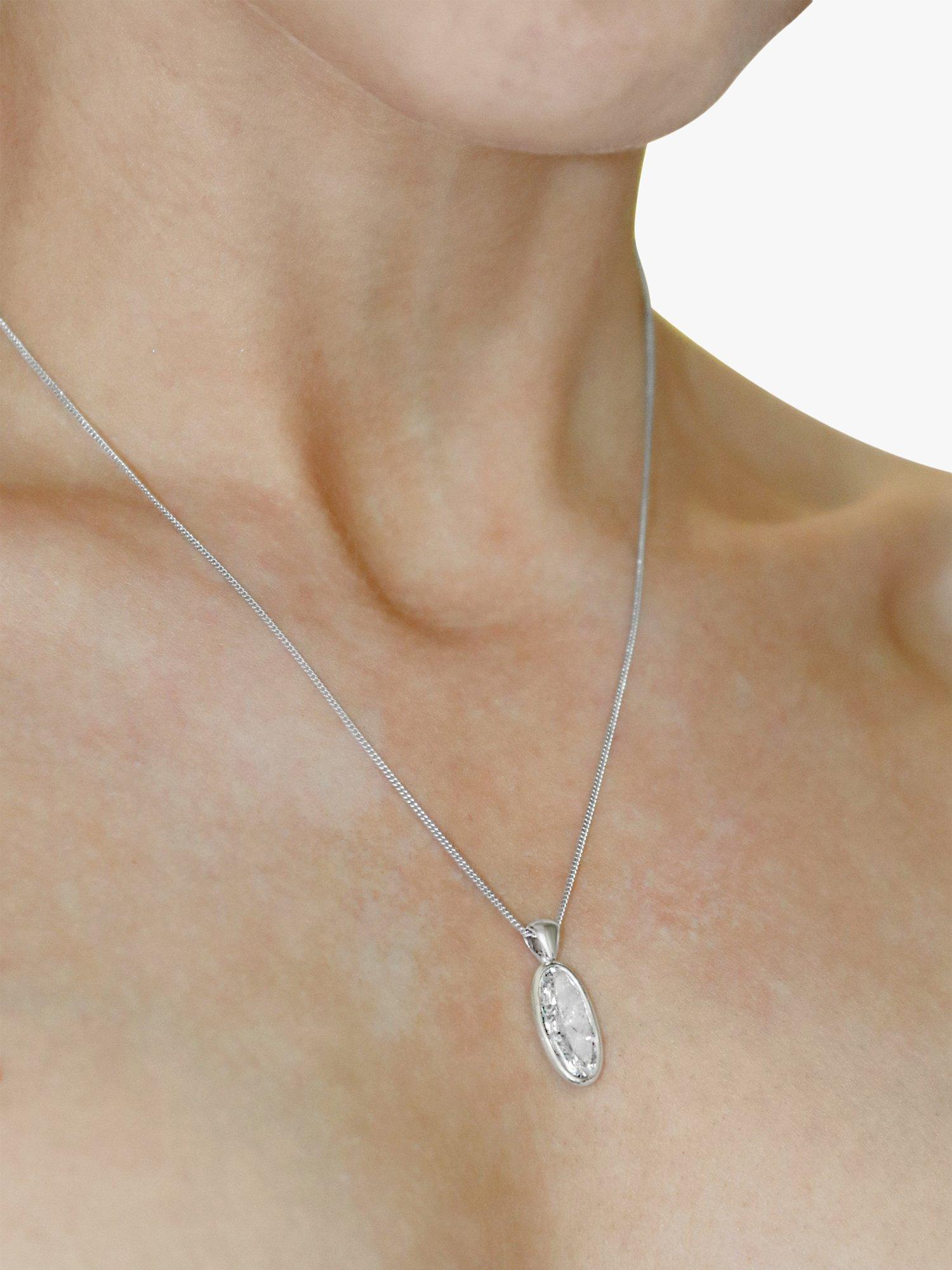 Product image 4 of 4, which shows Milton & Humble Jewellery Pre-Loved 18ct White Gold Oval Diamond Pendant Necklace