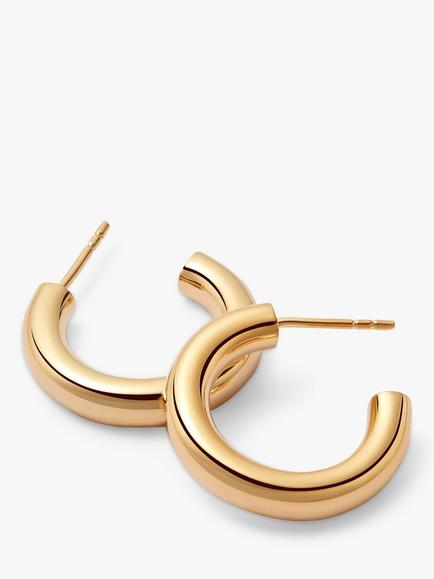 Daisy London Shiny Hoop Earrings, Gold, Yellow Gold