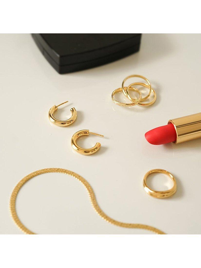Product image 2 of 4, which shows Daisy London Shiny Hoop Earrings, Gold