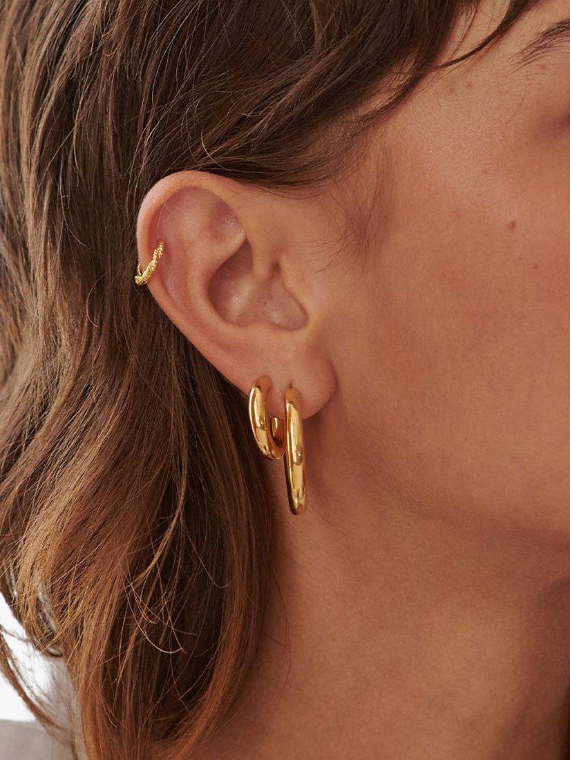 Product image 3 of 4, which shows Daisy London Shiny Hoop Earrings, Gold