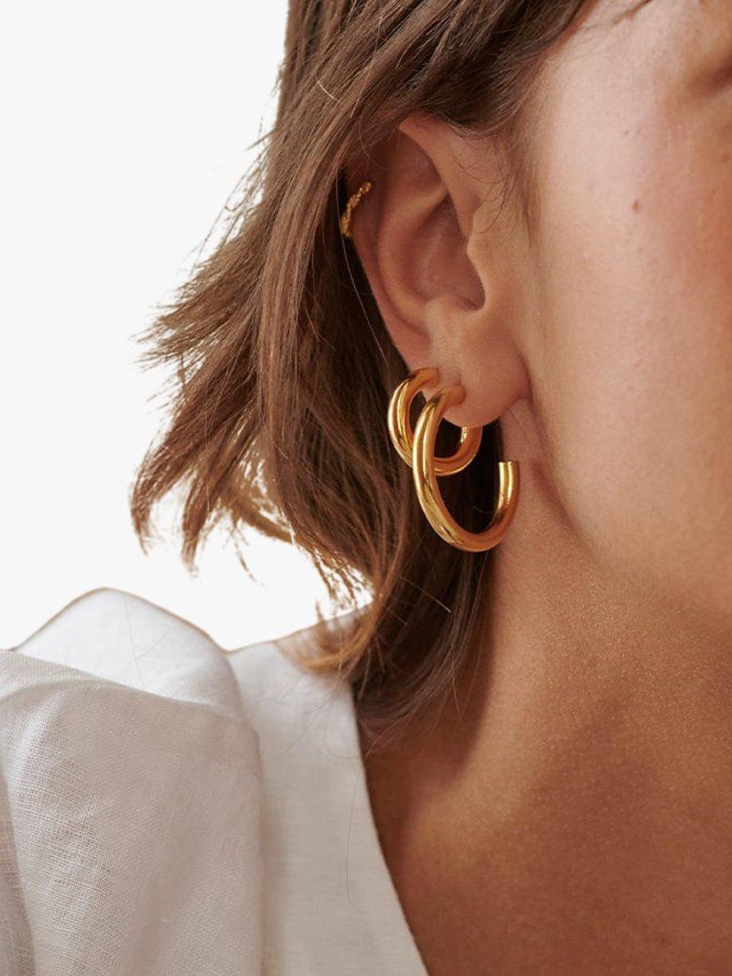 Product image 3 of 4, which shows Daisy London Hoop Earrings, Gold