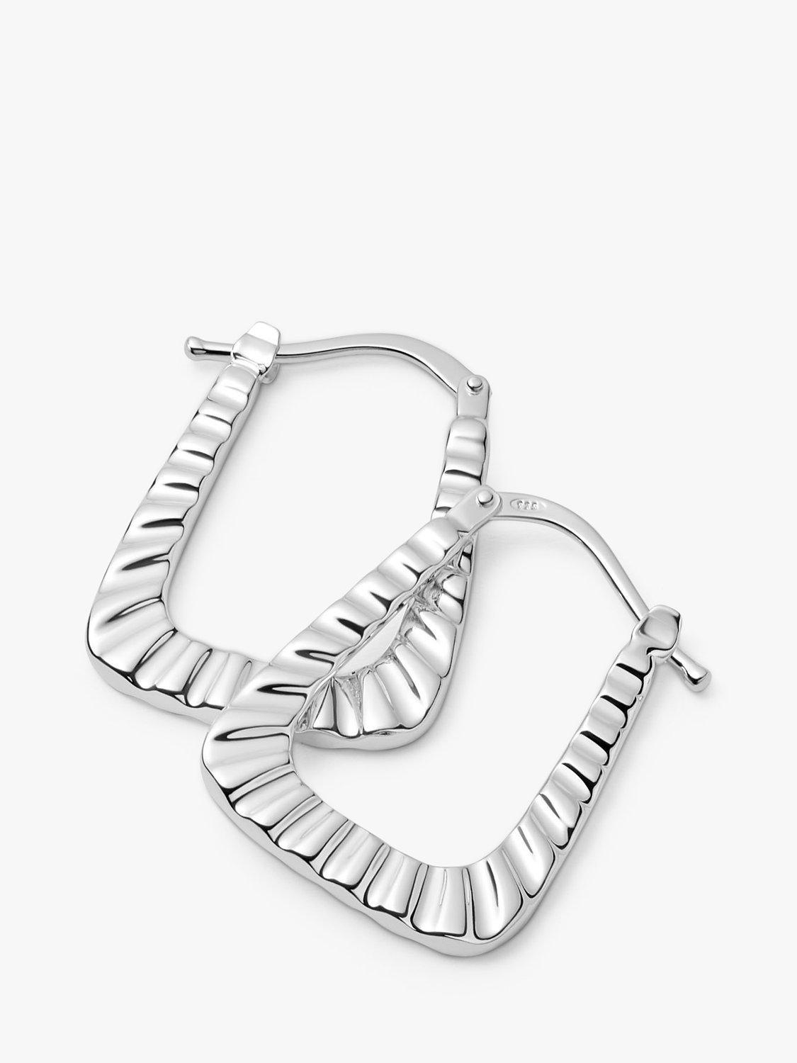 Product image 1 of 4, which shows Daisy London Creole Hoop Earrings, Silver