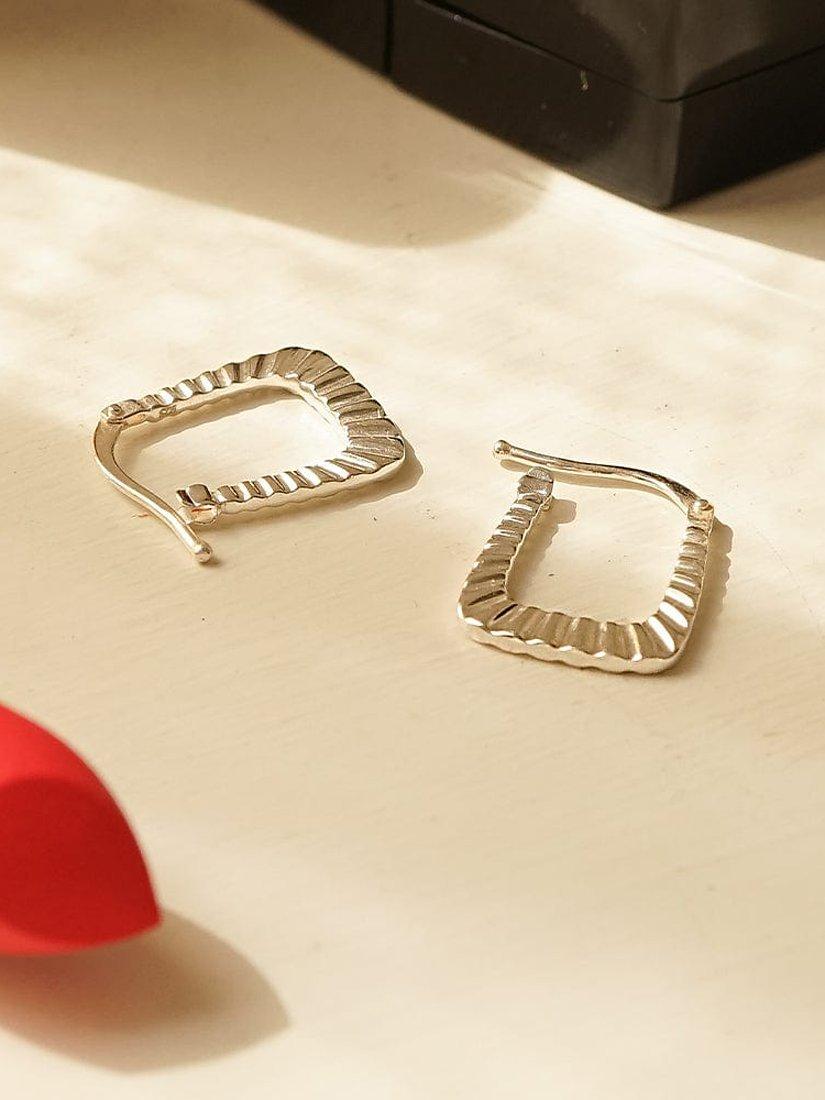 Product image 2 of 4, which shows Daisy London Creole Hoop Earrings, Silver