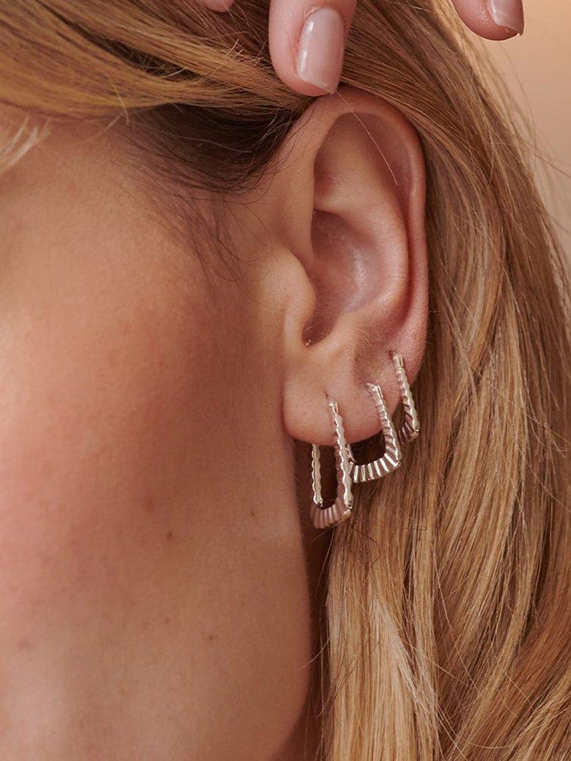 Product image 3 of 4, which shows Daisy London Creole Hoop Earrings, Silver