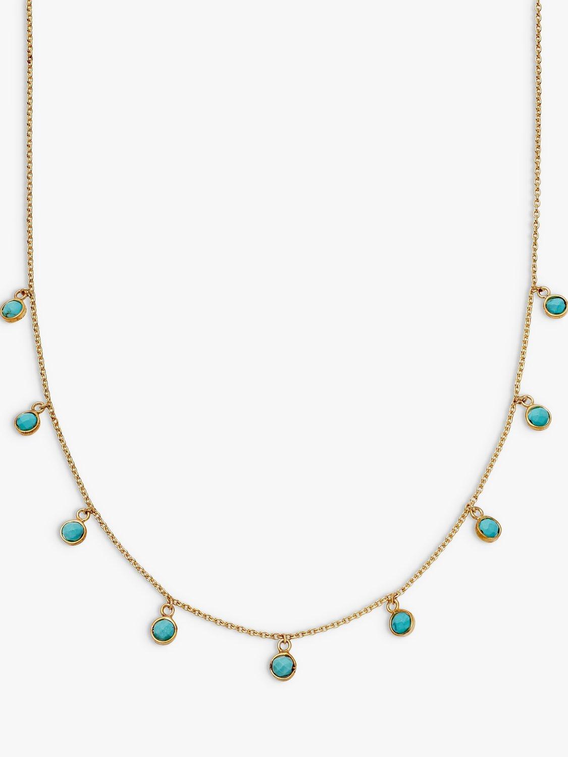 Product image 1 of 4, which shows Daisy London Turquoise Charm Chain Necklace, Gold
