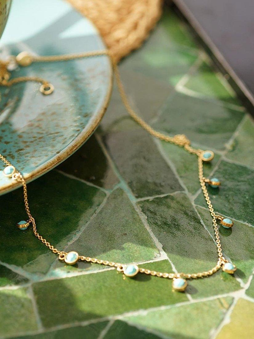 Product image 2 of 4, which shows Daisy London Turquoise Charm Chain Necklace, Gold