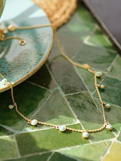 Daisy London Turquoise Charm Chain Necklace, Gold - view 2, Yellow Gold