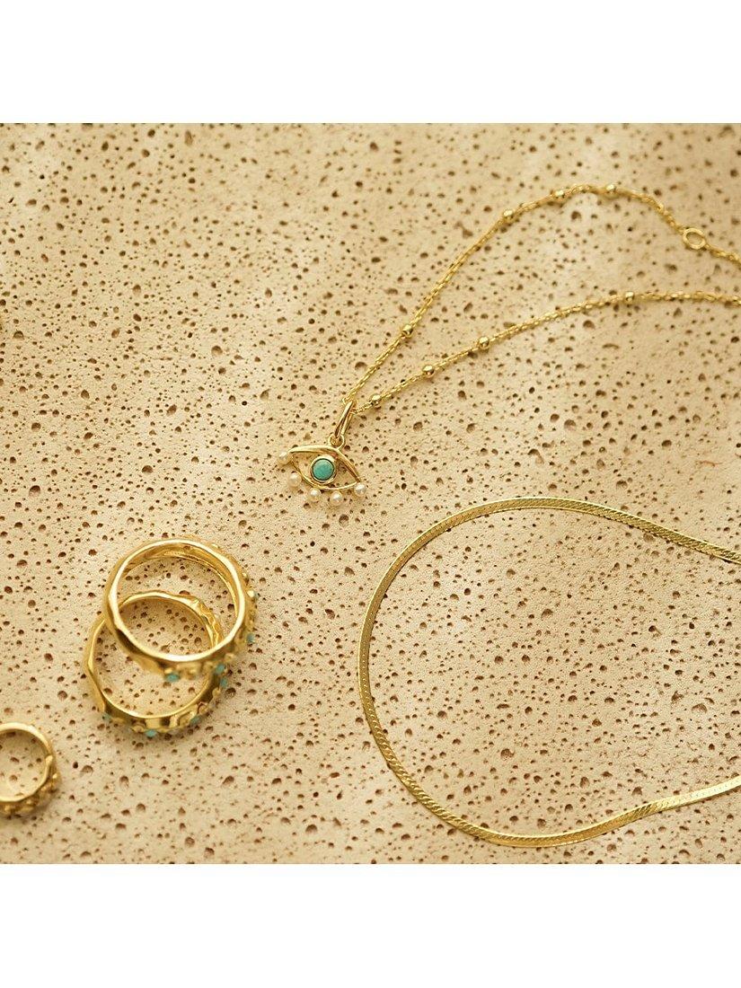 Product image 2 of 4, which shows Daisy London Evil Eye Turquoise & Pearl Pendant Necklace, Gold