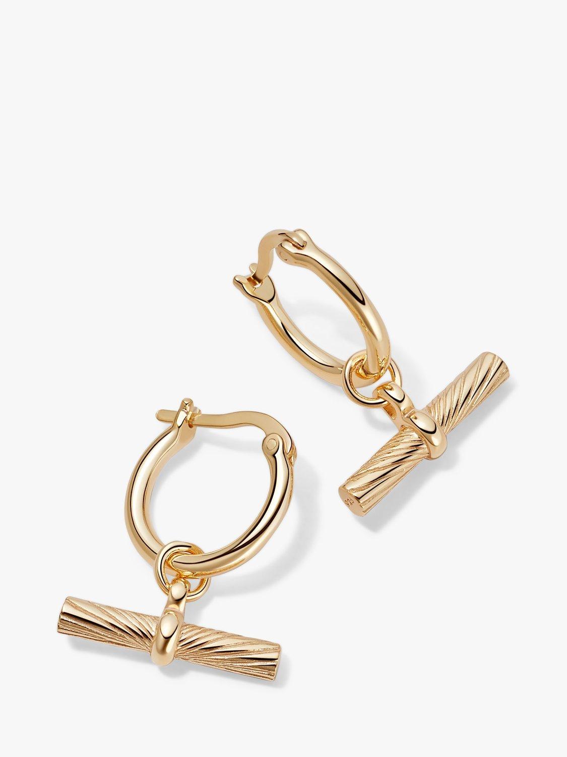 Product image 1 of 4, which shows Daisy London Estée Lalonde T-Bar Drop Earrings, Gold