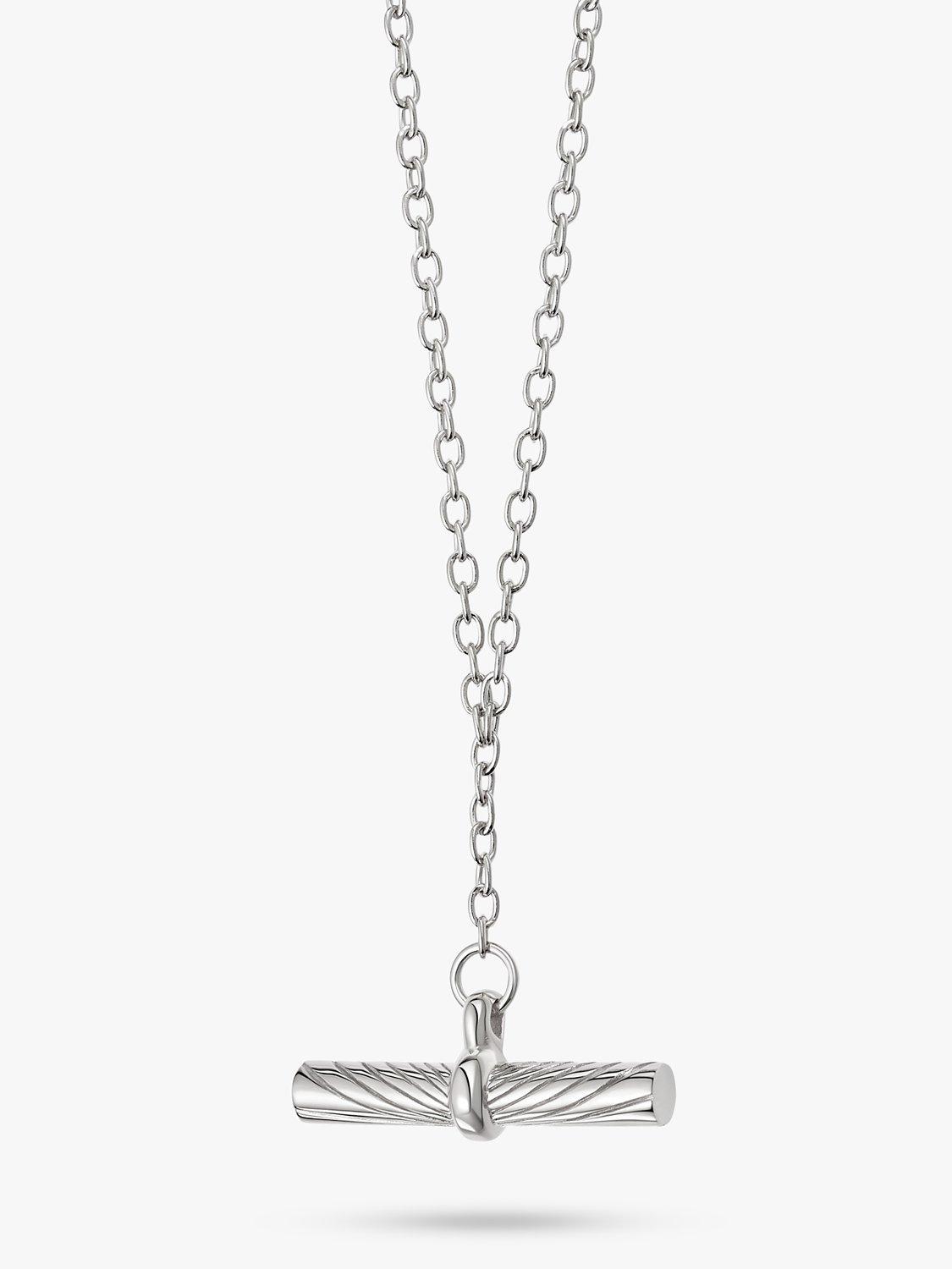 Product image 1 of 4, which shows Daisy London Estée Lalonde T-Bar Pendant Necklace, Silver