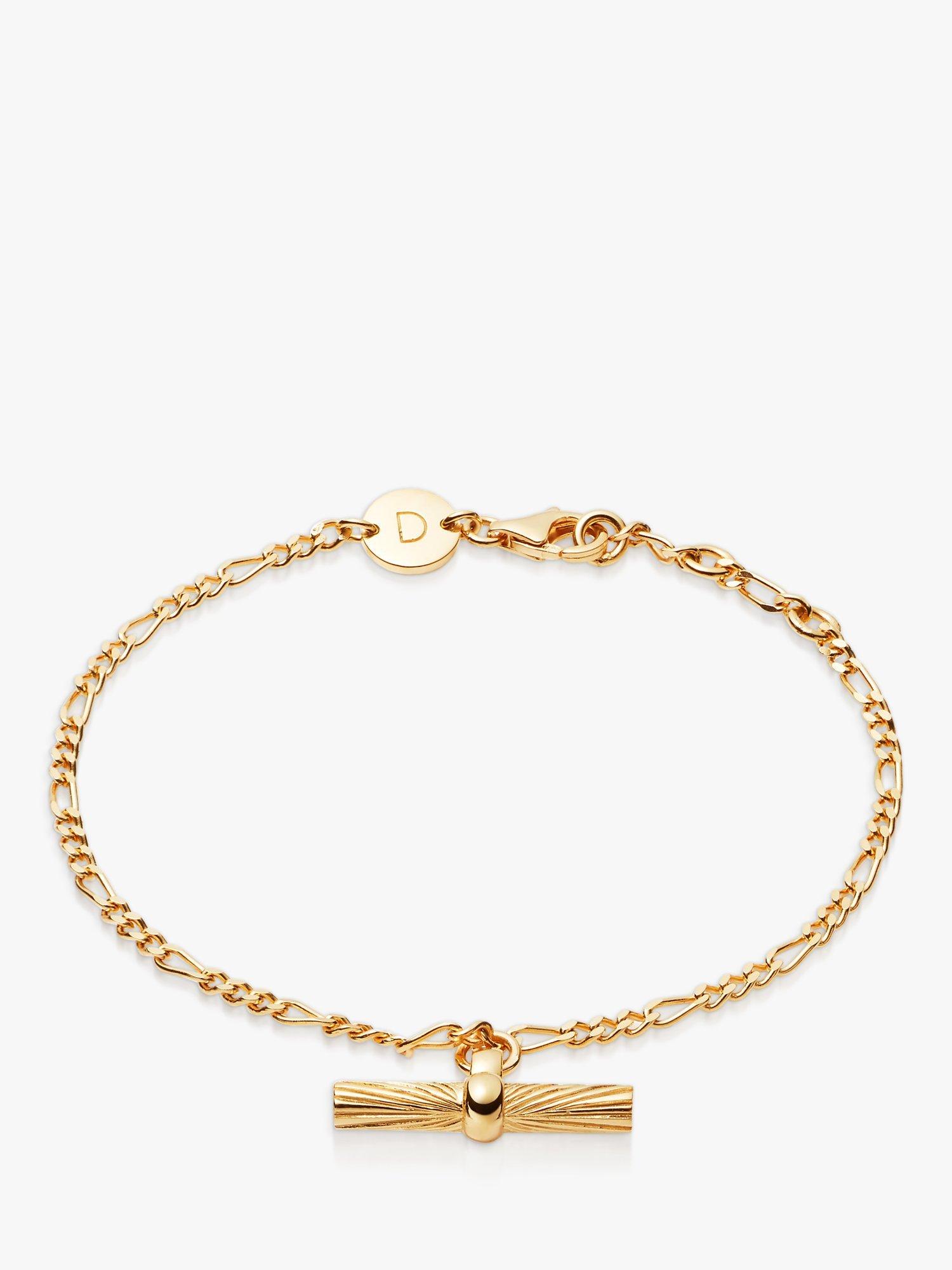 Daisy London T-Bar Charm Chain Bracelet, Gold