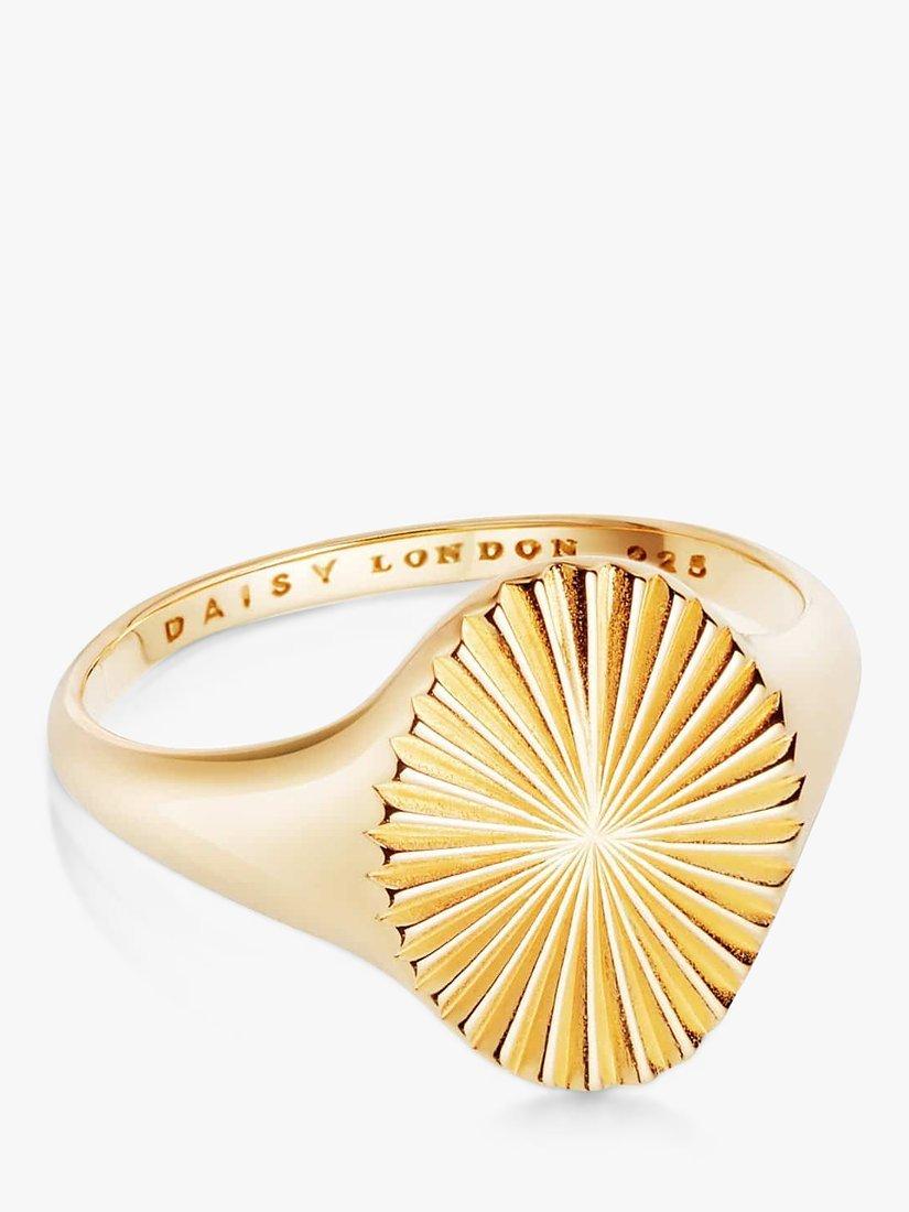Product image 1 of 4, which shows Daisy London Estée Lalonde Sunburst Signet Ring, Gold, L