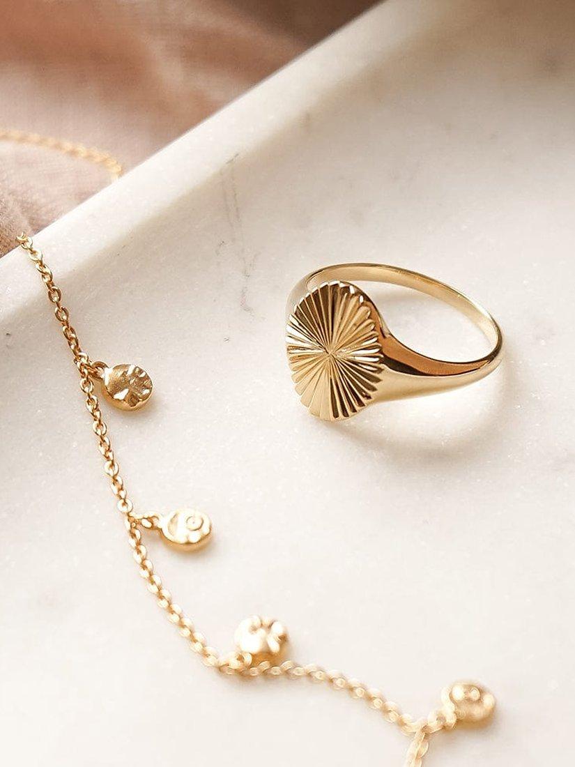 Product image 2 of 4, which shows Daisy London Estée Lalonde Sunburst Signet Ring, Gold, L