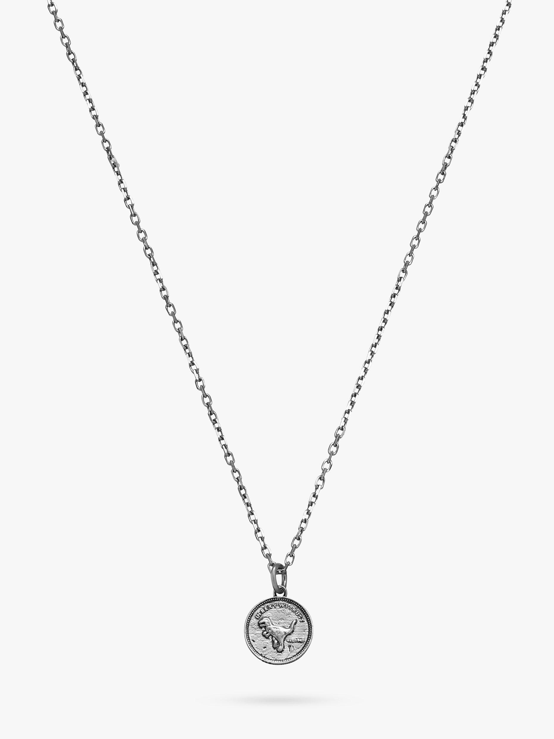 Coach Rexy Dino Motif Pendant Necklace, Silver