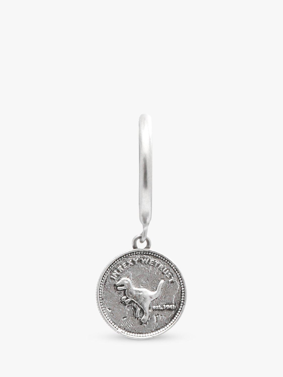 Coach Rexy Dino Charm Single Hoop Earring, Silver