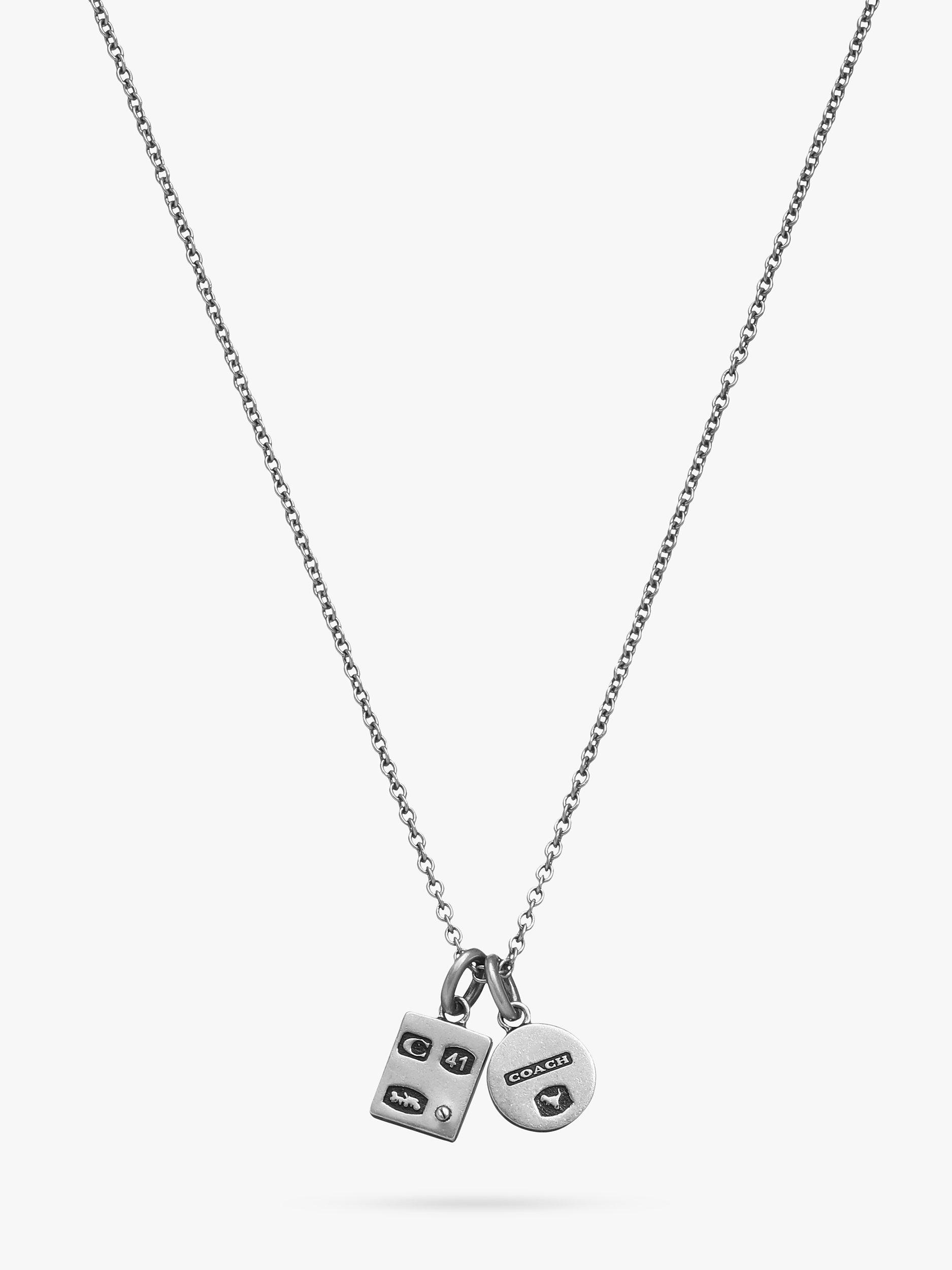 Coach Mixed Motif Double Tag Necklace, Silver