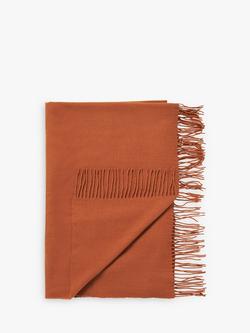 John Lewis Plain Merino Wool Throw, Burnt Orange