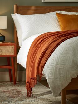 John Lewis Plain Merino Wool Throw - view 2, Burnt Orange