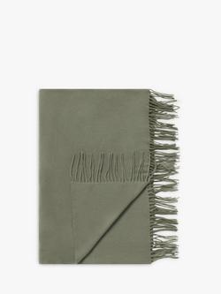 John Lewis Plain Merino Wool Throw, Myrtle Green